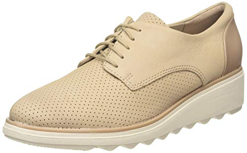 Clarks Sharon Crystal, Zapatos de Cordones Derby Mujer, Beige (Sand Sand), 39.5 EU