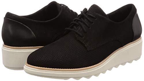 Clarks Sharon Crystal, Zapatos de Cordones Derby Mujer, Negro (Black-), 41.5 EU