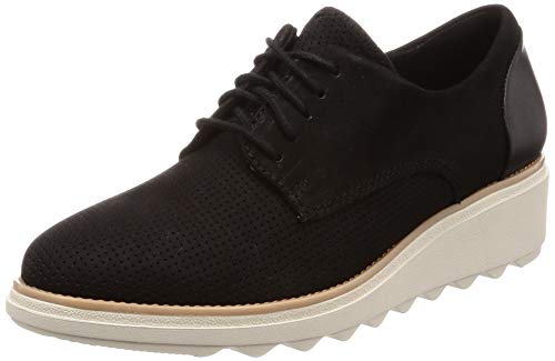 Clarks Sharon Crystal, Zapatos de Cordones Derby Mujer, Negro (Black-), 41.5 EU