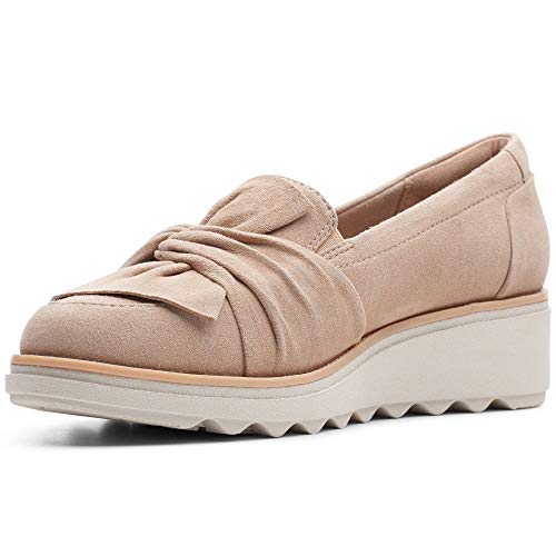 Clarks Sharon Dasher, Mocasines Mujer, Beige (Sand Suede Sand Suede), 41 EU