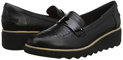 Clarks Sharon Gracie, Mocasines Mujer, Negro (Black Black), 37 EU