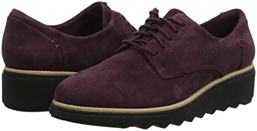 Clarks Sharon Noel, Zapatos de Cordones Derby Mujer, Marrón (Burgundy Nubuck), 38 EU