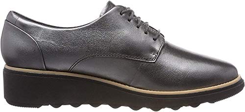 Clarks Sharon Noel, Zapatos de Cordones Derby Mujer, Plateado (Gun Metal Lea), 37.5 EU