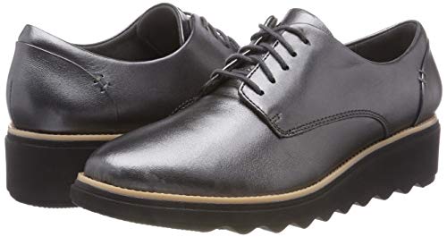 Clarks Sharon Noel, Zapatos de Cordones Derby Mujer, Plateado (Gun Metal Lea), 37.5 EU
