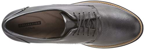 Clarks Sharon Noel, Zapatos de Cordones Derby Mujer, Plateado (Gun Metal Lea), 42 EU