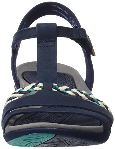 Clarks Tealite Grace, Sandalias con Tira Vertical para Mujer, Azul (Navy), 36 EU