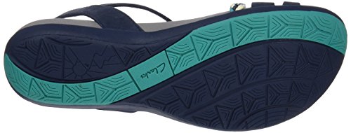 Clarks Tealite Grace, Sandalias con Tira Vertical para Mujer, Azul (Navy), 36 EU