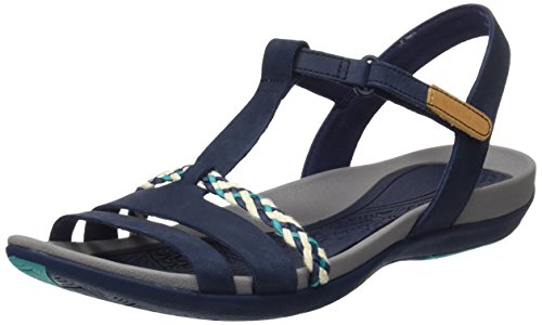 Clarks Tealite Grace, Sandalias con Tira Vertical para Mujer, Azul (Navy), 36 EU