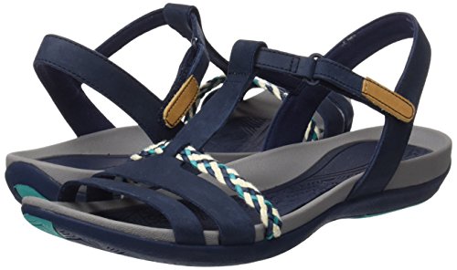 Clarks Tealite Grace, Sandalias con Tira Vertical para Mujer, Azul (Navy), 36 EU
