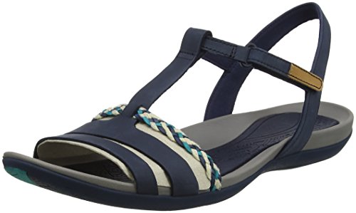Clarks Tealite Grace, Sandalias con Tira Vertical para Mujer, Azul (Navy), 43 EU