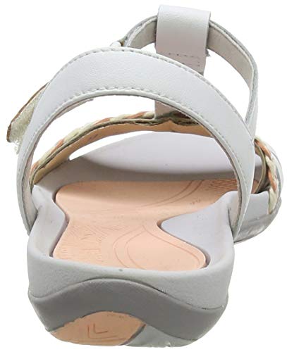 Clarks Tealite Grace, Sandalias con Tira Vertical para Mujer, Blanco (Blanco White Leather), 42 EU