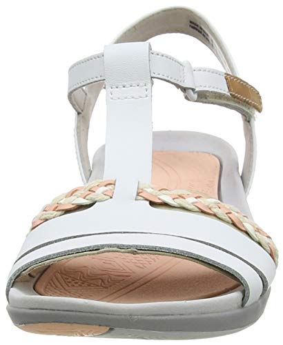 Clarks Tealite Grace, Sandalias con Tira Vertical para Mujer, Blanco (Blanco White Leather), 42 EU