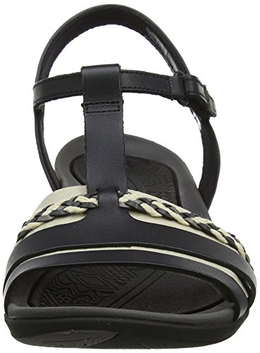 Clarks Tealite Grace, Sandalias con Tira Vertical para Mujer, Negro (Black Leather), 38 EU