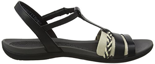 Clarks Tealite Grace, Sandalias con Tira Vertical para Mujer, Negro (Black Leather), 38 EU