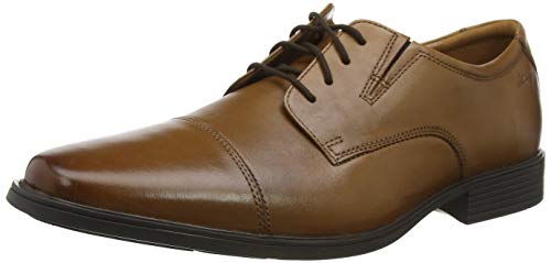 Clarks Tilden Cap, Zapatos de Cordones Derby Hombre, Negro (Black Leather), 43 EU