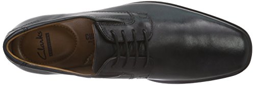 Clarks Tilden Plain, Zapatos Derby para Hombre, Negro (Black Leather), 43 EU