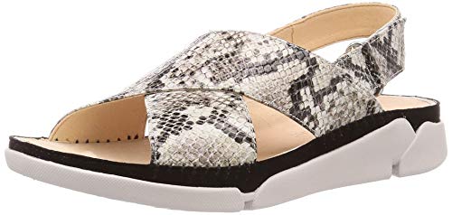 Clarks Tri Alexia, Sandalias de Talón Abierto Mujer, Beige (Grey Snake Grey Snake), 42 EU