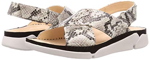 Clarks Tri Alexia, Sandalias de Talón Abierto Mujer, Beige (Grey Snake Grey Snake), 42 EU