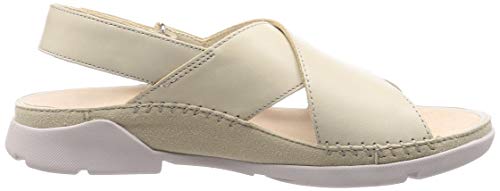 Clarks Tri Alexia, Sandalias de Talón Abierto Mujer, Beige (White Leather White Leather), 37 EU