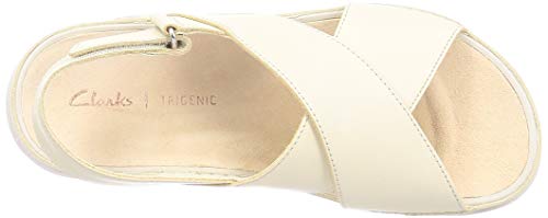 Clarks Tri Alexia, Sandalias de Talón Abierto Mujer, Beige (White Leather White Leather), 37 EU