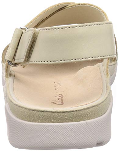 Clarks Tri Alexia, Sandalias de Talón Abierto Mujer, Beige (White Leather White Leather), 37 EU