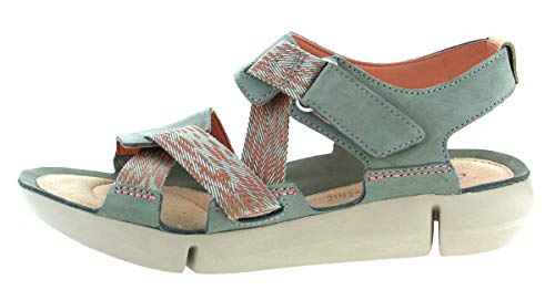 Clarks Tri Clover, Sandalias de Talón Abierto Mujer, Verde (Light Green), 39.5 EU