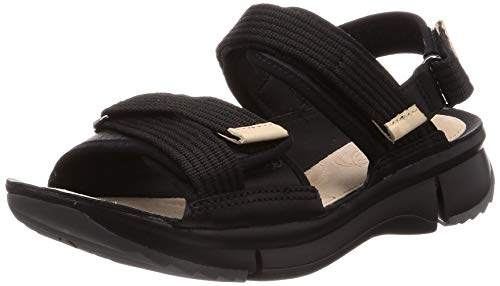 Clarks Tri Walk, Sandalias Mujer, Negro (Black Combi Black Combi), 36 EU