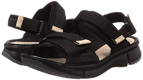 Clarks Tri Walk, Sandalias Mujer, Negro (Black Combi Black Combi), 36 EU