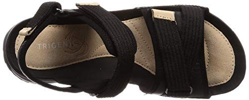 Clarks Tri Walk, Sandalias Mujer, Negro (Black Combi Black Combi), 41 EU