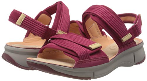 Clarks Tri Walk, Sandalias Mujer, Rojo (Berry Combi Berry Combi), 39 EU