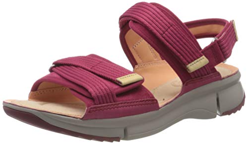 Clarks Tri Walk, Sandalias Mujer, Rojo (Berry Combi Berry Combi), 39 EU