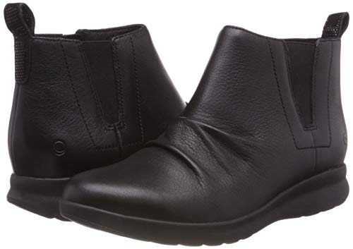 Clarks Un Adorn Mid, Botas Slouch Mujer, Negro (Black Leather), 39 EU
