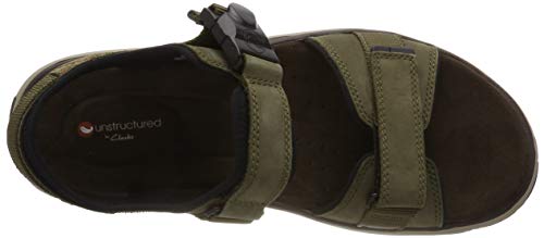 Clarks Un Trek Part, Sandalias de Talón Abierto Hombre, Verde (Dark Olive Nubuck-), 41 EU