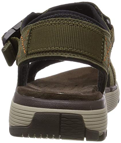 Clarks Un Trek Part, Sandalias de Talón Abierto Hombre, Verde (Dark Olive Nubuck-), 41 EU