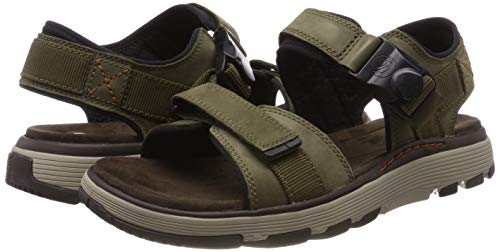 Clarks Un Trek Part, Sandalias de Talón Abierto Hombre, Verde (Dark Olive Nubuck-), 41 EU