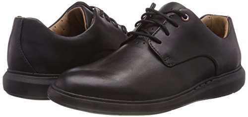 Clarks Un Voyageplain, Zapatos de Cordones Derby Hombre, Negro (Black Leather), 45 EU