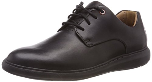 Clarks Un Voyageplain, Zapatos de Cordones Derby Hombre, Negro (Black Leather), 45 EU