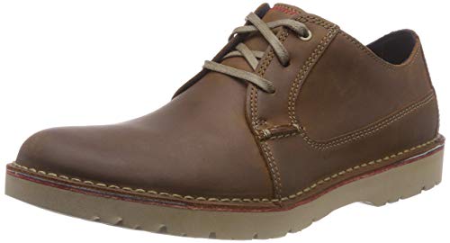 Clarks Vargo Plain, Zapatos de Cordones Derby Hombre, Marrón (Dark Tan Leather), 45 EU