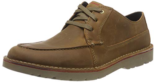 Clarks Vargo Vibe, Zapatos de Cordones Derby Hombre, Braun Dark Tan Lea Dark Tan Lea, 39.5 EU