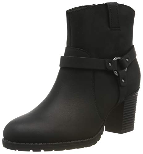 Clarks Verona Rock, Botas Plisadas Mujer, Piel (Piel Negra), 39.5 EU