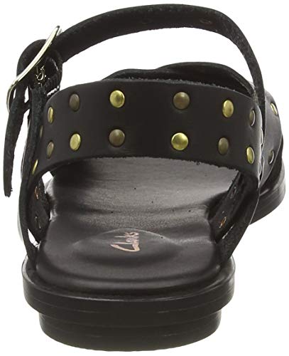 Clarks Willow Gild, Sandalias de Talón Abierto Mujer, Negro (Black Black), 36 EU