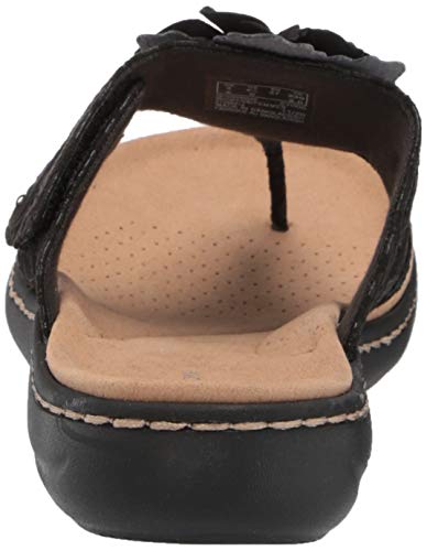 Clarks Women's Laurieann Gema Sandal, Black Leather/Synthetic Combi, 6.5