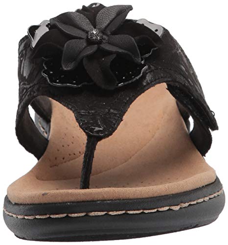 Clarks Women's Laurieann Gema Sandal, Black Leather/Synthetic Combi, 6.5
