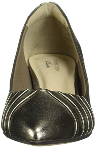 Clarks Women's Linvale Crown Pump, Gunmetal Metallic Synthetic, 95 W US