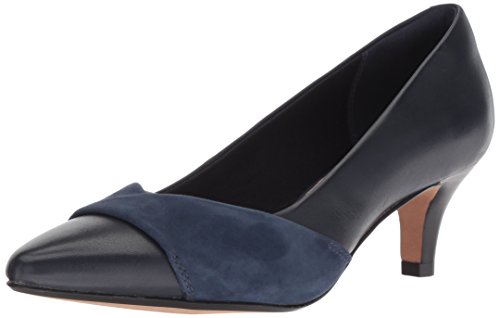 Clarks Zapatos de tacón Linvale Vena para mujer, azul (Cuero marino/Nubuck Combi), 40 EU