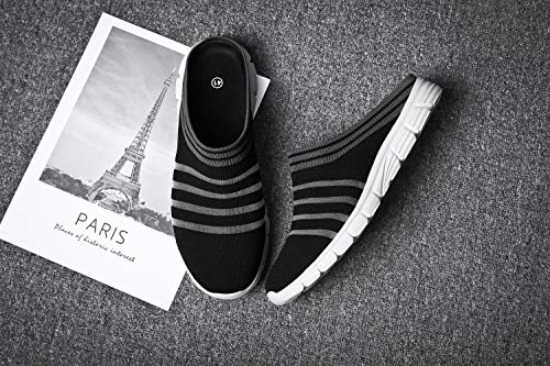 CLYCTIP Zapatillas deportivas para mujer, zapatillas deportivas para caminar, gimnasio, correr, elásticas, ligeras, para mujer, color Negro, talla 39 EU