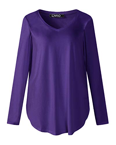 CNFIO Camiseta Mujer Manga Larga Cuello Redondo Blusas para Mujer Suelta Gradiente Efecto TeñidoTops Mujer Fiesta