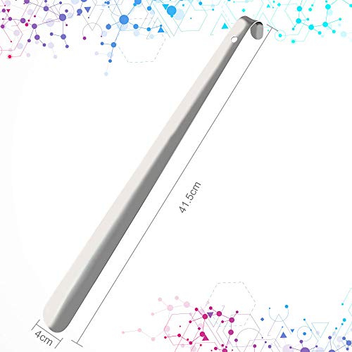 CODIRATO Cuerno de Zapato, Calzador Acero Inoxidable sin Costuras Cuerno de Metal de Mango para Hombres, Mujeres, Niños y Ancianos (42CM)