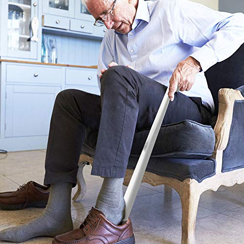 CODIRATO Cuerno de Zapato, Calzador Acero Inoxidable sin Costuras Cuerno de Metal de Mango para Hombres, Mujeres, Niños y Ancianos (42CM)