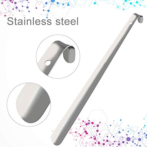 CODIRATO Cuerno de Zapato, Calzador Acero Inoxidable sin Costuras Cuerno de Metal de Mango para Hombres, Mujeres, Niños y Ancianos (42CM)